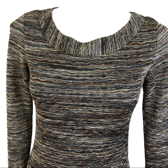 Papillon Blanc brown blue knit dress scoop neckline size small - Picture 2 of 5